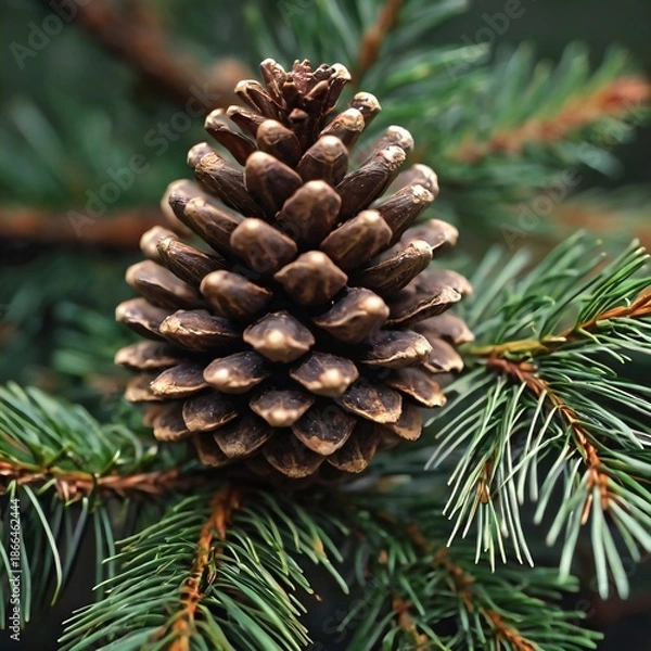 Fototapeta pine cones on a branch.