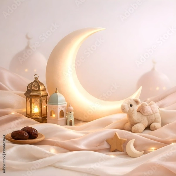 Obraz Serene moonlit night scene with decorative elements