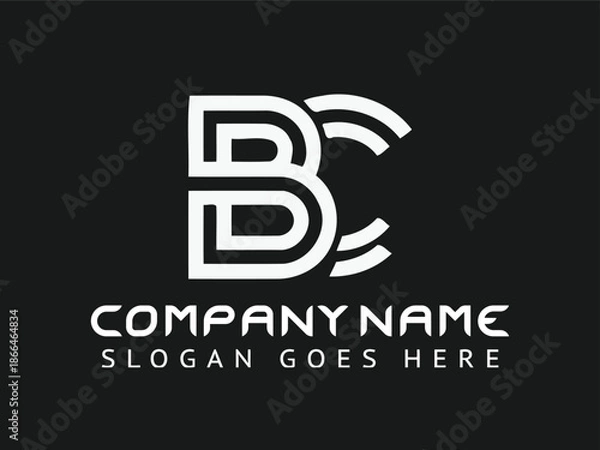 Obraz BC or CB initial letter logo design vector with balck background