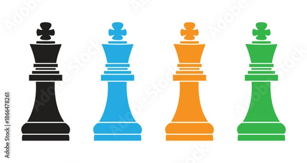 Obraz Chess King Icon Set in Multiple Colors