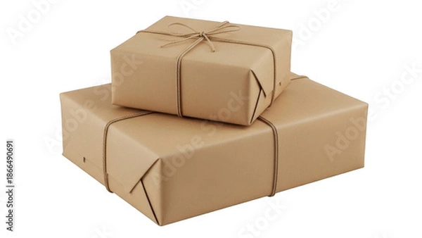 Obraz Stacked gift boxes isolated on transparent background