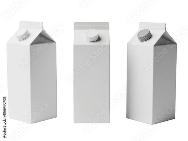 Obraz Three milk cartons isolated on transparent background