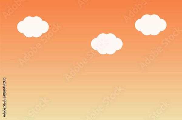 Obraz 夕方の空と雲のシンプルな背景イラスト