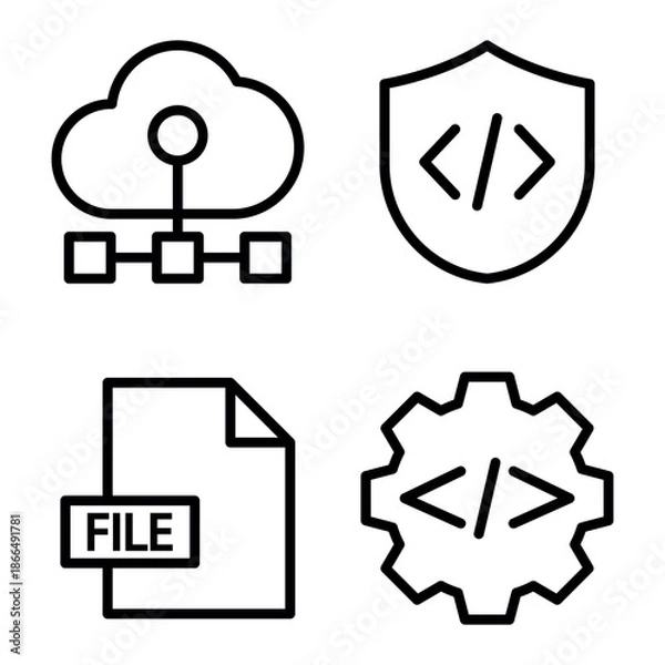 Fototapeta  Software Icon Set Vector Line Art Design Template