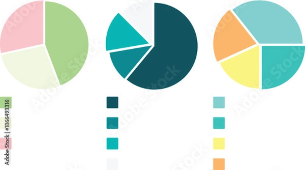Obraz Minimal Pie Chart Infographic Set For Data Analysis