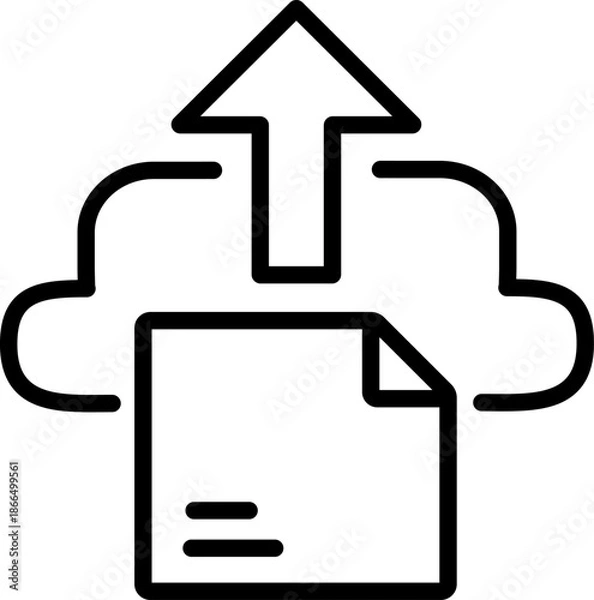 Obraz Upload line icon for document sharing and file transfer  