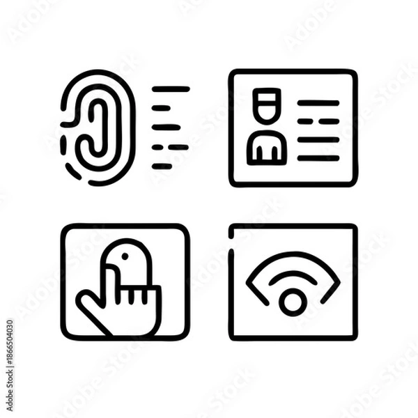 Fototapeta Icons representing identity verification and access control methods