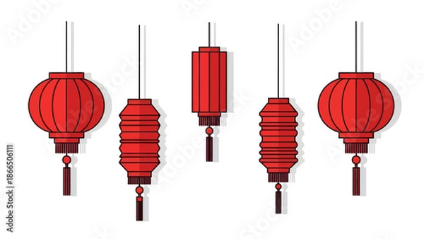 Obraz Red Chinese Lanterns Hanging Decor