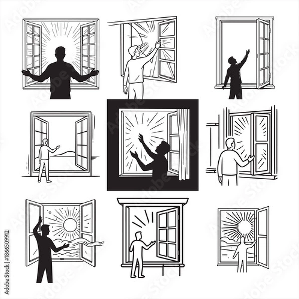 Obraz Window Opening Toward Hope Concept Illustration