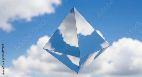 Fototapeta Floating geometric cloud reflection