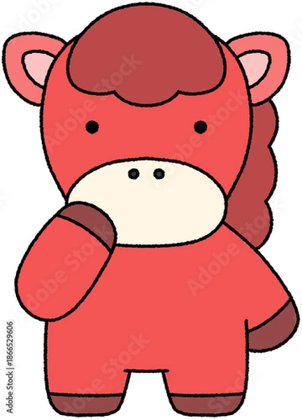 Obraz 2026 병오년 새해 말의해 말 붉은말 붉은말의해 말캐릭터 말스티커 새해캐릭터 말 일러스트 붉은말일러스트 말띠 붉은 말띠 일러스트 새해 동물