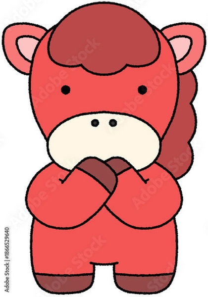 Obraz 2026 병오년 새해 말의해 말 붉은말 붉은말의해 말캐릭터 말스티커 새해캐릭터 말 일러스트 붉은말일러스트 말띠 붉은 말띠 일러스트 새해 동물