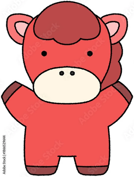 Obraz 2026 병오년 새해 말의해 말 붉은말 붉은말의해 말캐릭터 말스티커 새해캐릭터 말 일러스트 붉은말일러스트 말띠 붉은 말띠 일러스트 새해 동물