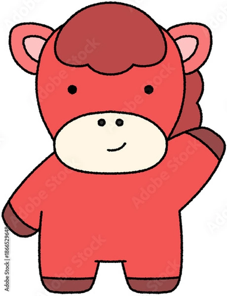 Obraz 2026 병오년 새해 말의해 말 붉은말 붉은말의해 말캐릭터 말스티커 새해캐릭터 말 일러스트 붉은말일러스트 말띠 붉은 말띠 일러스트 새해 동물