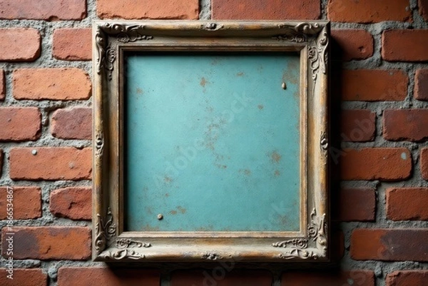 Obraz Rustic distressed frame with texture on brick wall, masonry, brown, rough