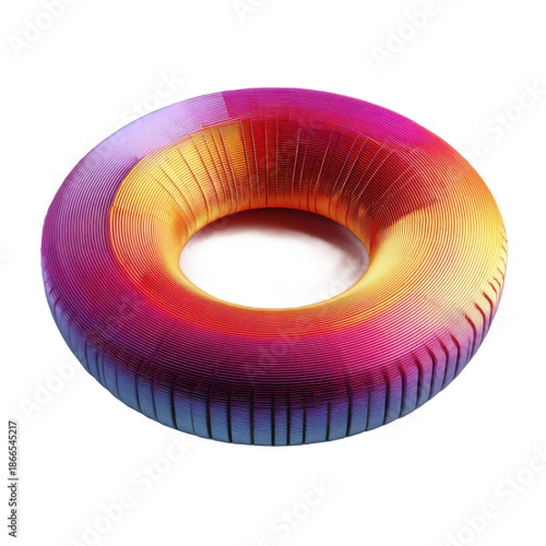 Obraz Colorful abstract torus 3d render isolated on transparent background