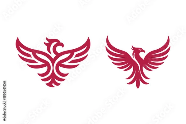 Fototapeta Two Stylized Red Phoenix Logos