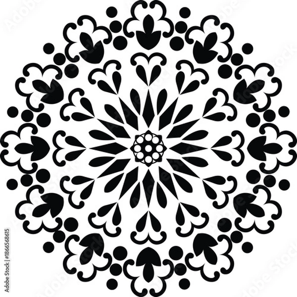 Obraz Seamless floral mandala outline pattern.