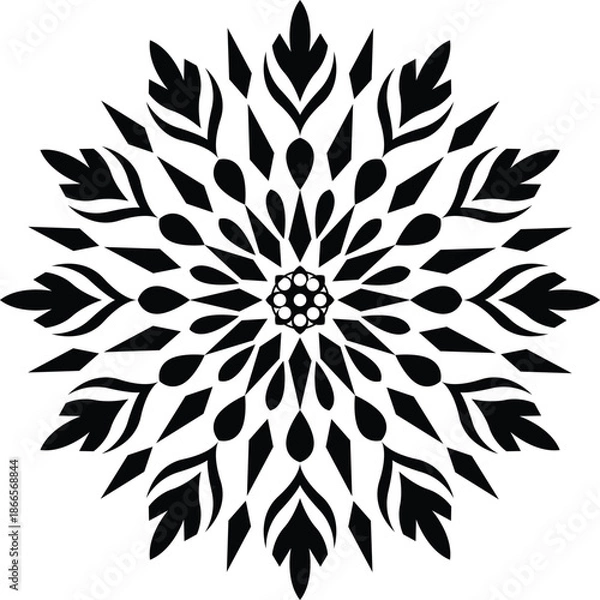 Obraz Intricate black geometric mandala pattern.