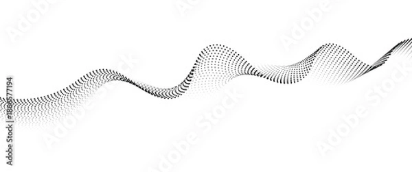 Obraz Flowing Dot Wave halftone gradient pattern on transparent background	