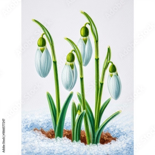 Obraz Snowdrop Flowers in Winter