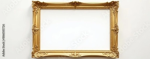 Obraz Ornate gilded square frame, pristine white space, regal, rococo