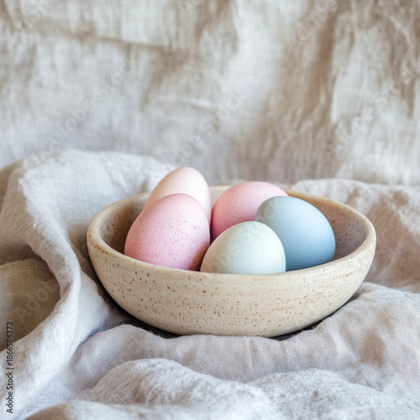 Obraz Pastel Eco Easter Eggs In Rustic Neutral Styling