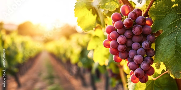 Obraz Vineyard Grapes With Warm Sunset Light