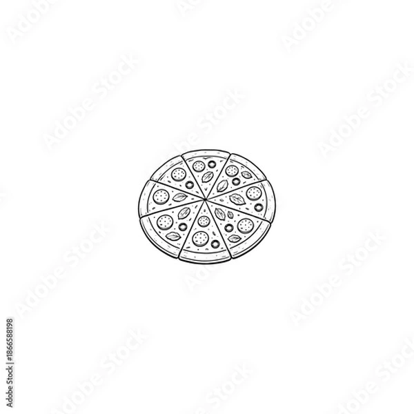 Obraz Fresh pizza logo icon flat vector design