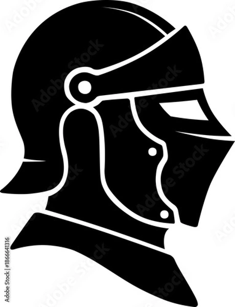 Obraz Medieval Armor Helmet Silhouette Vector