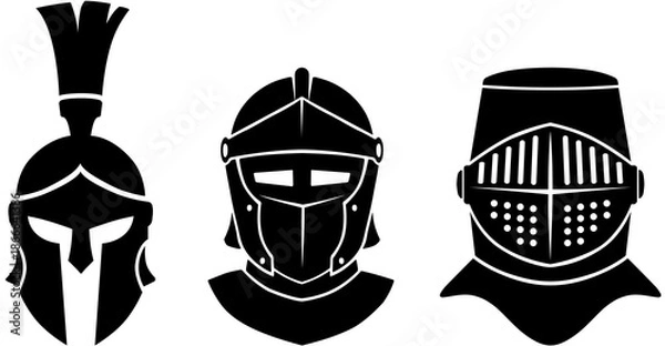 Obraz Medieval Armor Helmet Silhouette Vector