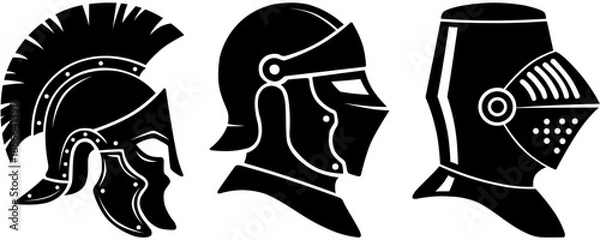 Obraz Medieval Armor Helmet Silhouette Vector
