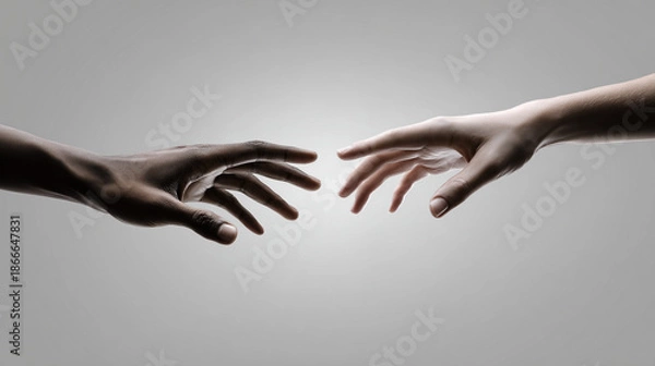 Obraz Two hands reaching out to touch each other