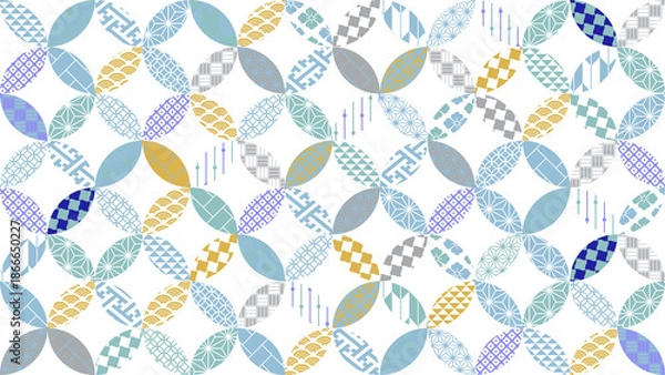 Obraz 冬の季節の彩り和柄背景イラスト