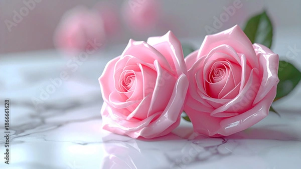 Obraz バレンタインデー　ペールピンクのバラのお花のキャンディー