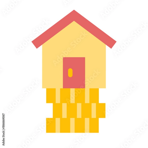 Obraz 부동산 컬러 플랫 아이콘. 부동산 투자