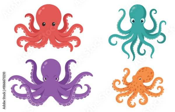 Fototapeta Octopus Set Illustration