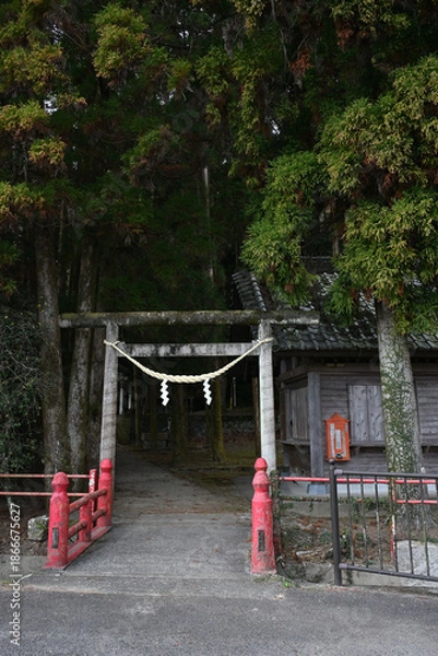 Obraz 卑弥呼神社の橋と鳥居