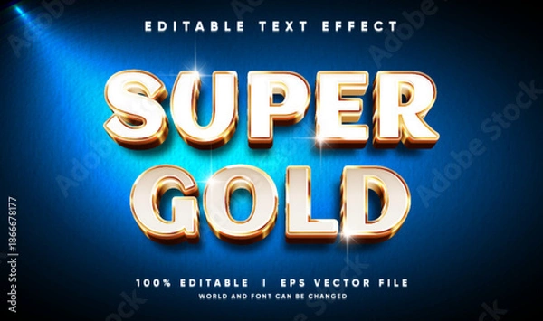 Obraz super gold 3d vector text effect with modern style