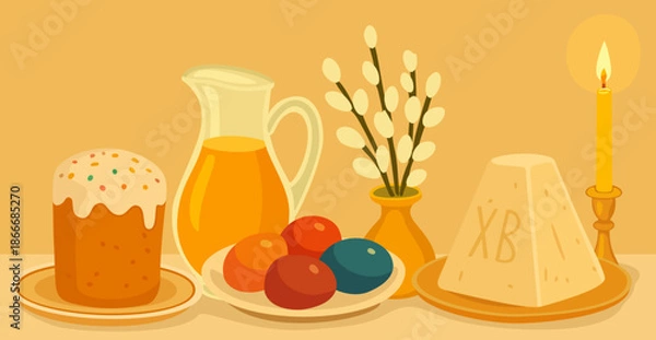 Obraz Orthodox Easter dinner. Vector illustration