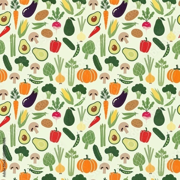 Obraz Colorful Vegetable Medley Seamless Pattern