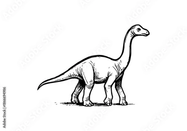 Obraz Brachiosaurus hand drawn simple sketch vector illustration