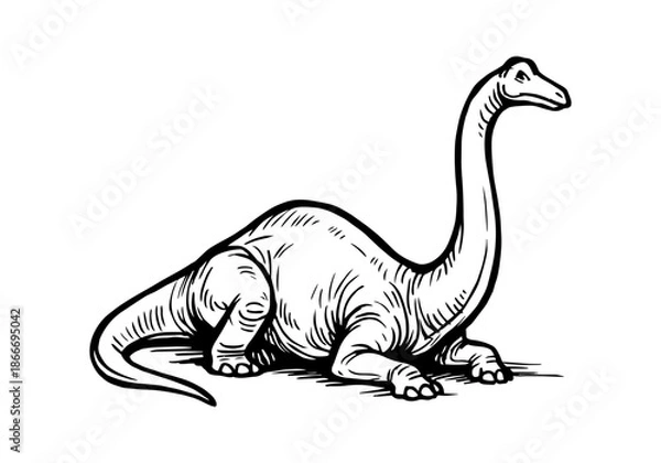 Obraz Brachiosaurus hand drawn simple sketch vector illustration