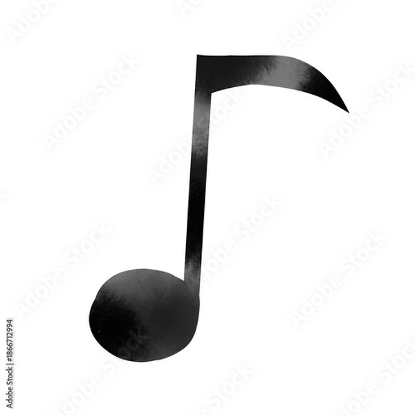 Obraz 水彩風の一分音符イラスト 柔らかな質感の音楽デザイン素材