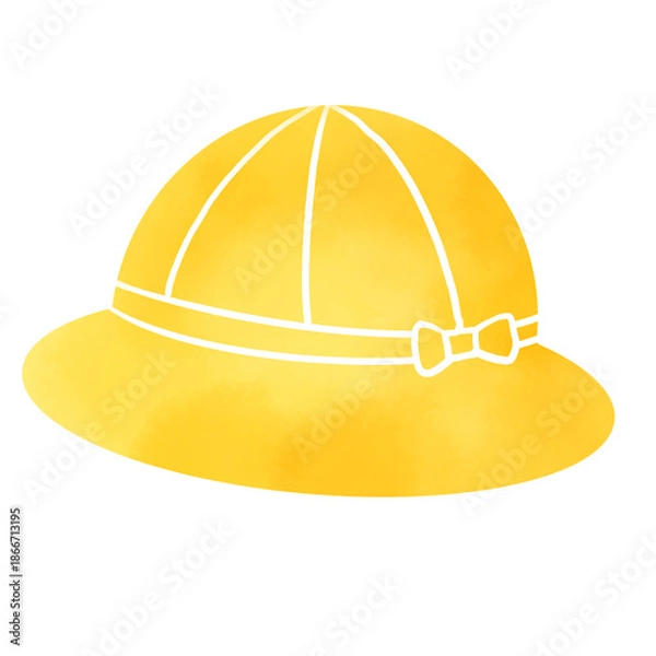 Obraz 水彩風の黄色い通学帽子イラスト 小学生の入学準備イメージ素材