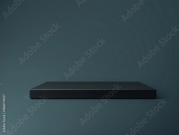 Fototapeta Minimalist dark slate gray background with a sleek black rectangular object