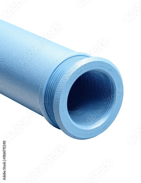 Fototapeta Light blue threaded pipe end, with visible threads and interior