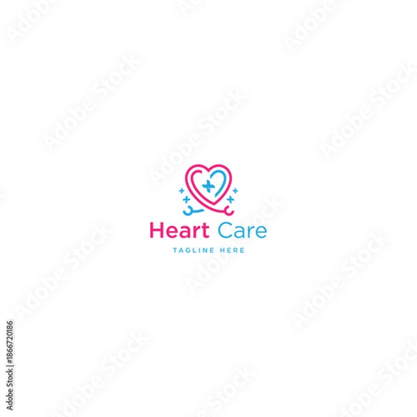 Obraz Heart care logo icon design template flat vector