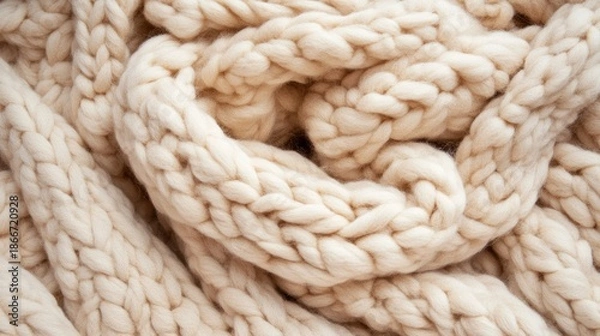 Obraz Chunky knit cream wool texture background