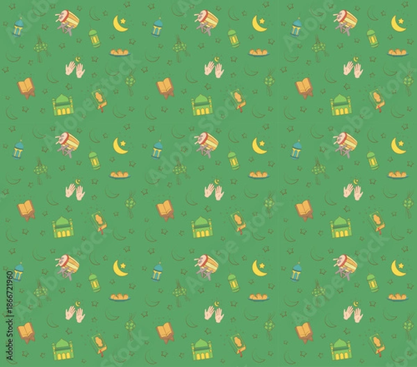 Obraz Eid Mubarak Seamless Background Pattern EPS Vector